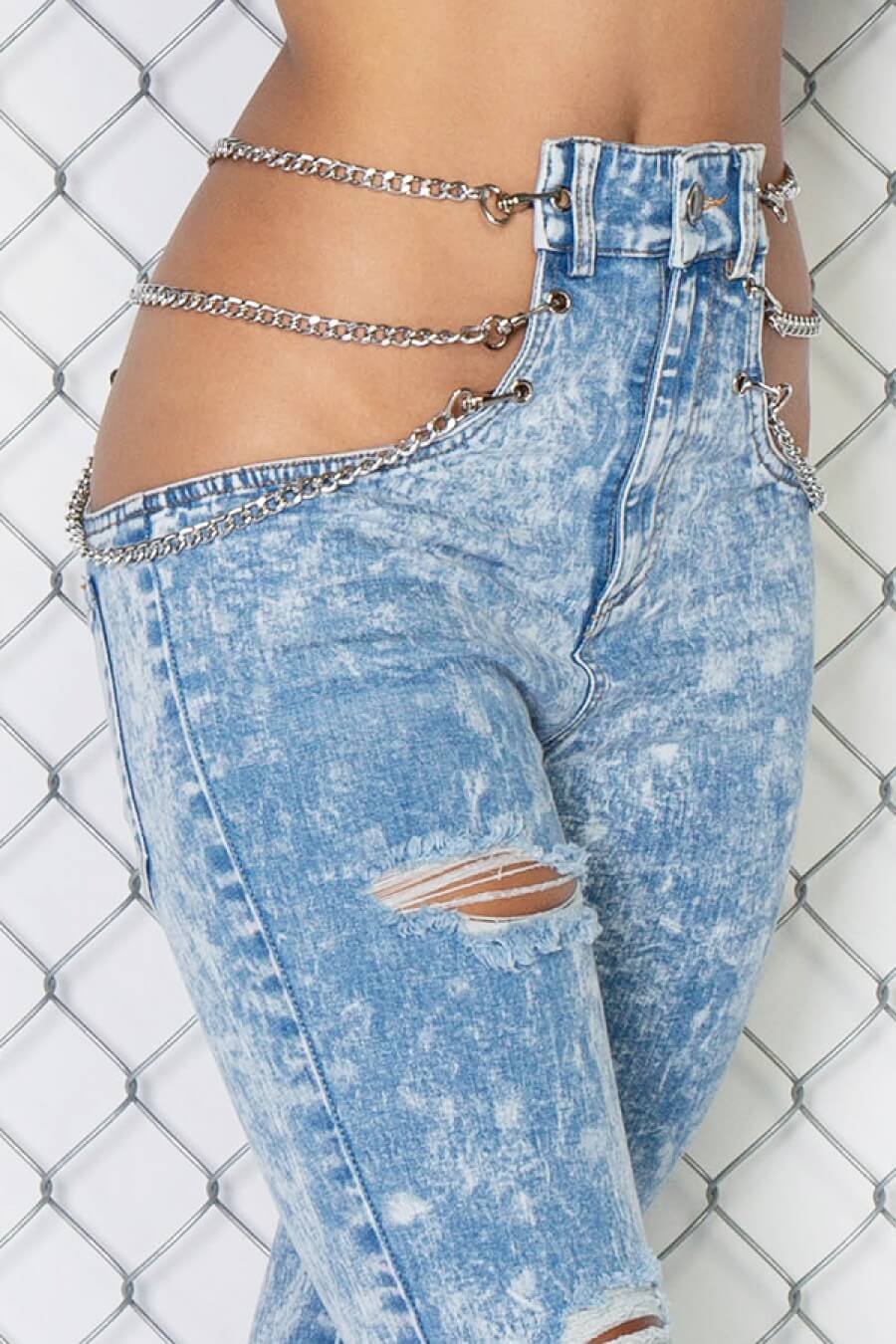 SurgeStyle Boutique Misbehaved Metal Chain Jeans M