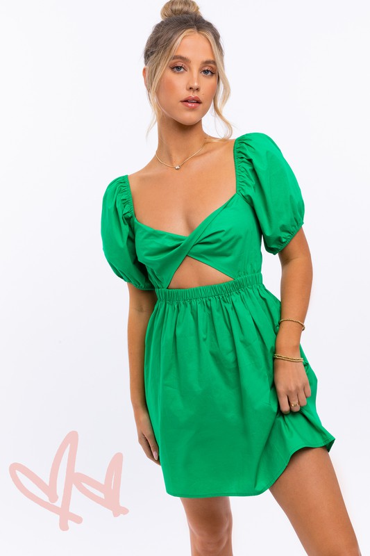 Half Sleeve Twisted Front Dress LE LIS