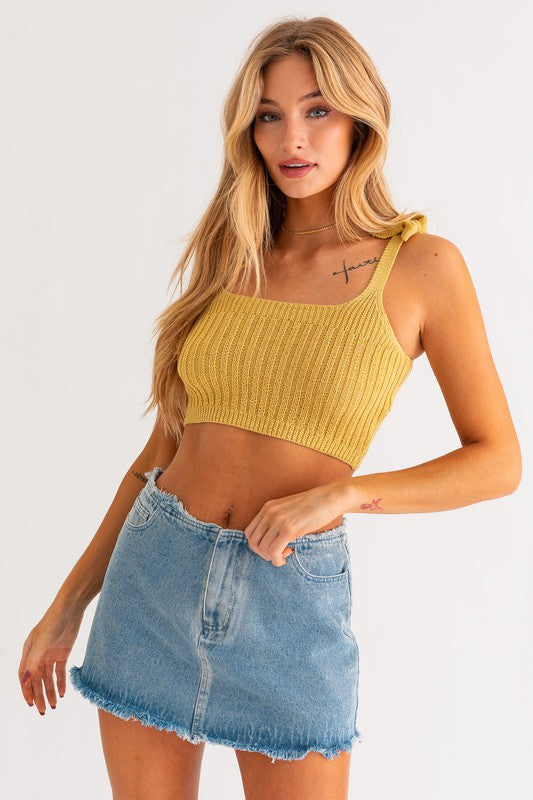 Shoulder Tie Knit Tank LE LIS