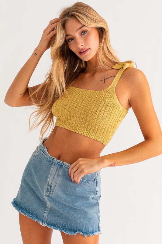 Shoulder Tie Knit Tank LE LIS