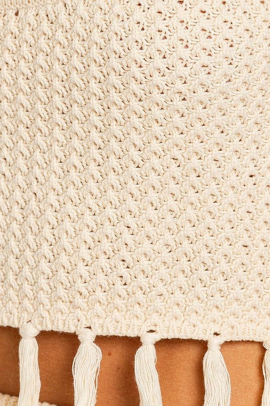 Tassel Detail Spaghetti Sweater Crop Top LE LIS