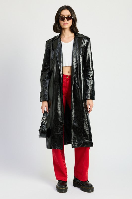 FAUX LEATHER TRENCH COAT Emory Park