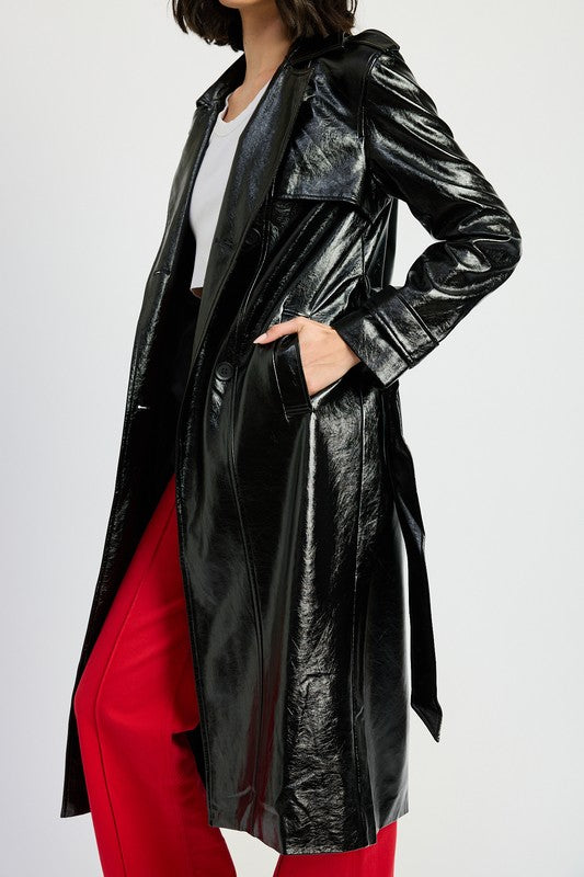 FAUX LEATHER TRENCH COAT Emory Park