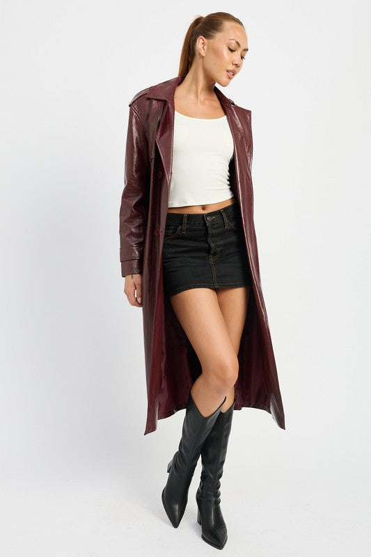 FAUX LEATHER TRENCH COAT Emory Park