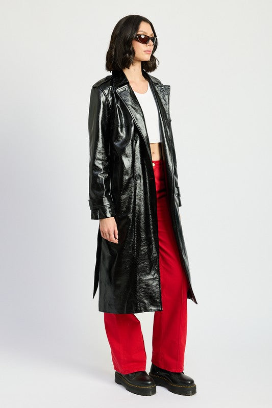 FAUX LEATHER TRENCH COAT Emory Park