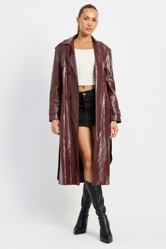 FAUX LEATHER TRENCH COAT Emory Park