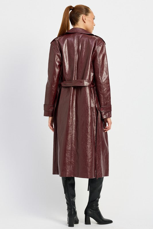 FAUX LEATHER TRENCH COAT Emory Park