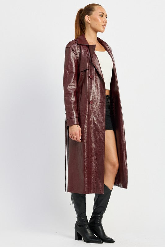 FAUX LEATHER TRENCH COAT Emory Park