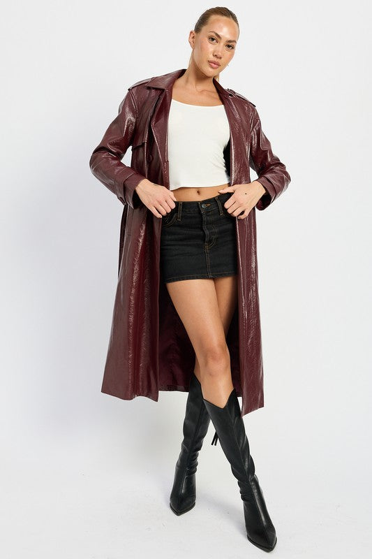 FAUX LEATHER TRENCH COAT Emory Park