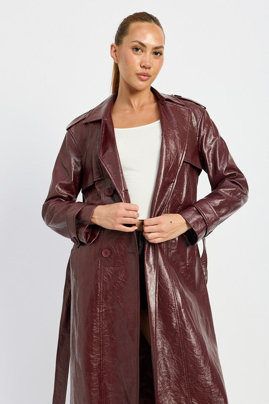 FAUX LEATHER TRENCH COAT Emory Park