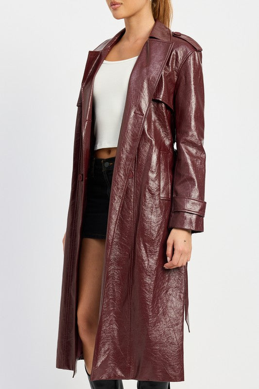 FAUX LEATHER TRENCH COAT Emory Park