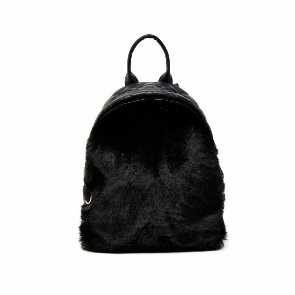 Black fur winter backpack - SurgeStyle Boutique