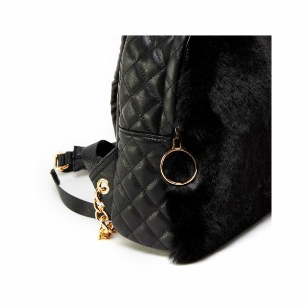 Black fur winter backpack - SurgeStyle Boutique