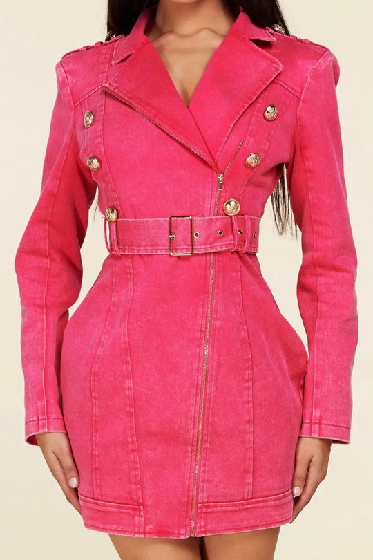 Bossy Pink Denim Dress - SurgeStyle Boutique