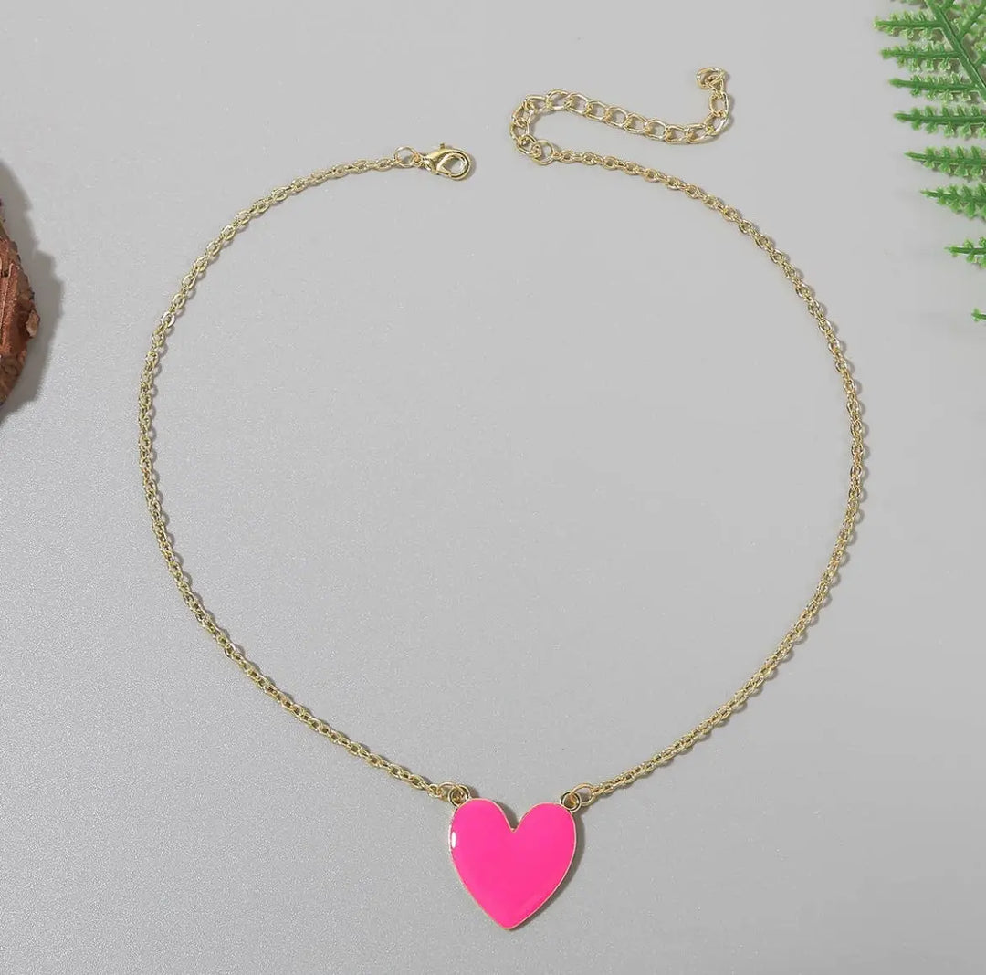 Fuchsia heart necklace - SurgeStyle Boutique