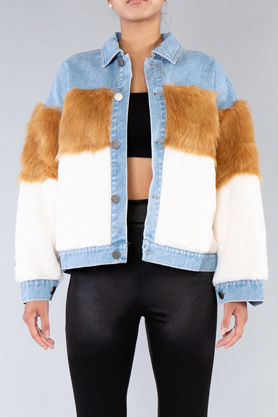 Level Up Denim Fur Jacket - SurgeStyle Boutique