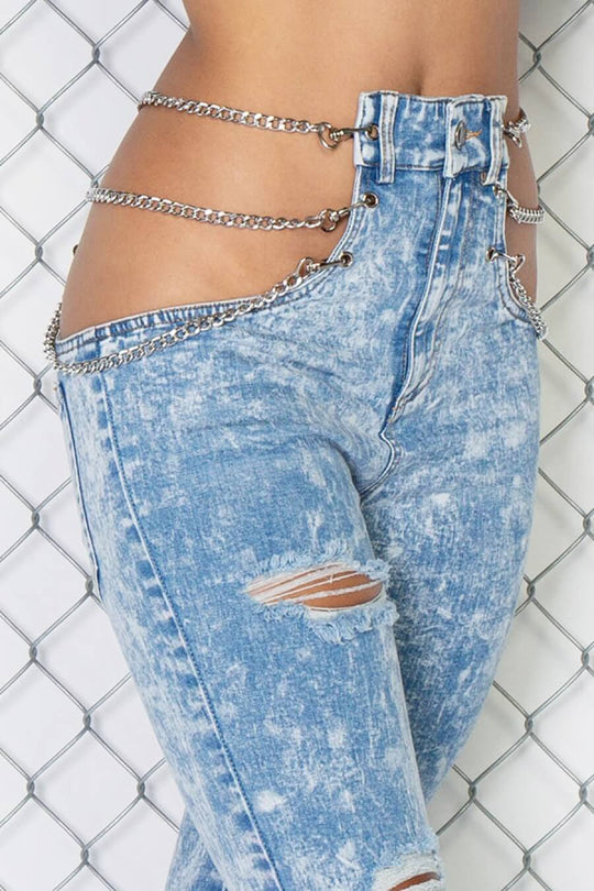 Misbehaved Metal Chain Jeans - SurgeStyle Boutique