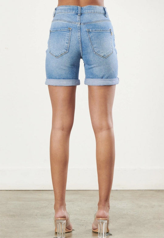 Cuffed up denim shorts - SurgeStyle Boutique
