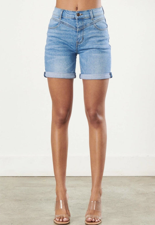 Cuffed up denim shorts - SurgeStyle Boutique