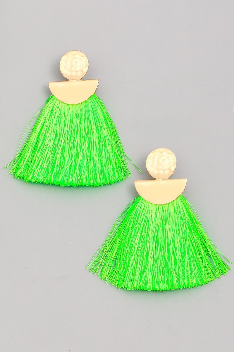 Neon Green Tassel Earrings - SurgeStyle Boutique