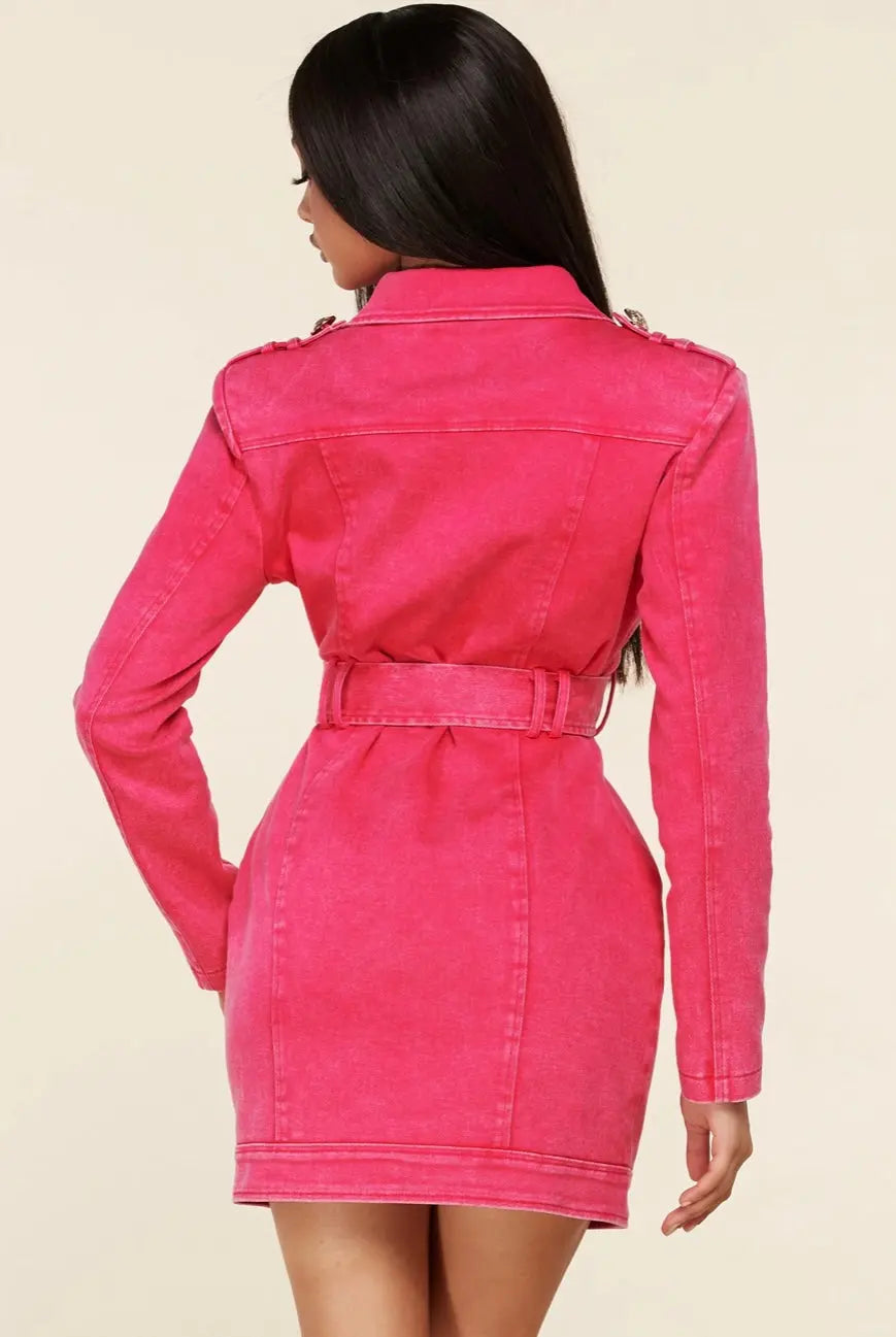 Bossy Pink Denim Dress - SurgeStyle Boutique