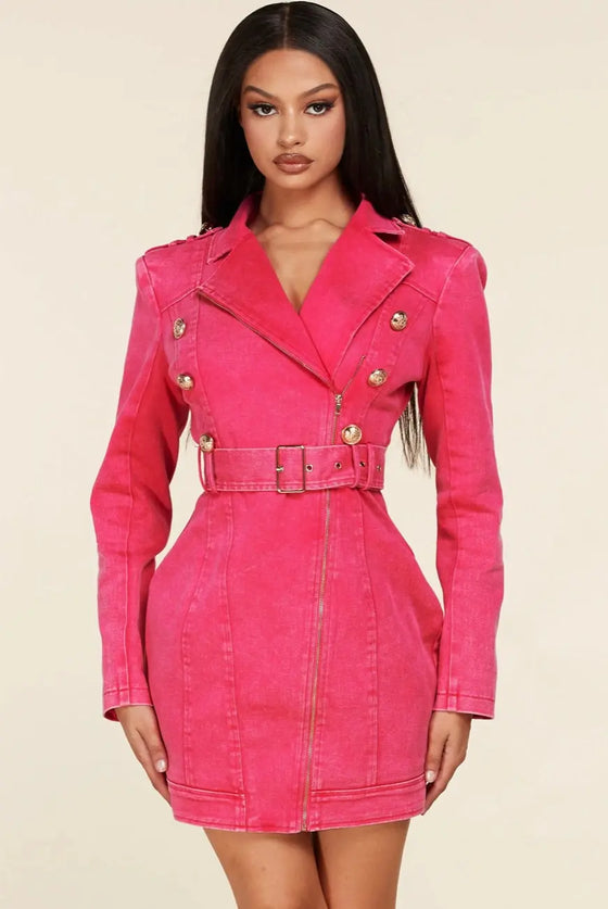 Bossy Pink Denim Dress