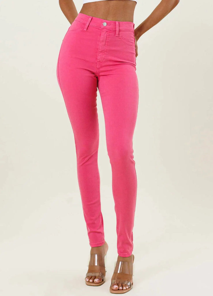 High Waisted Hot Pink Color Skinny Jeans – Best You Boutique LLC