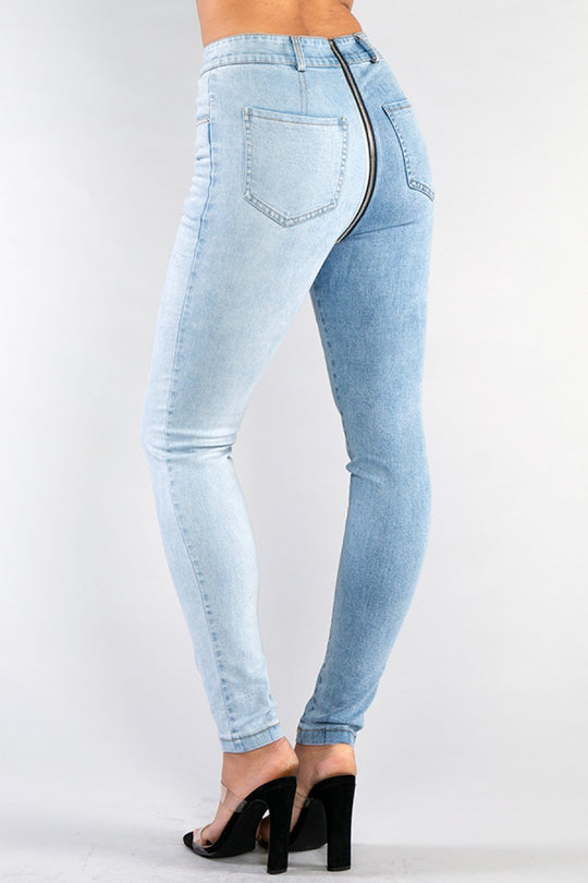 Zipper Spliced Jeans - SurgeStyle Boutique