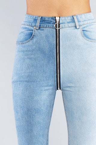 Zipper Spliced Jeans