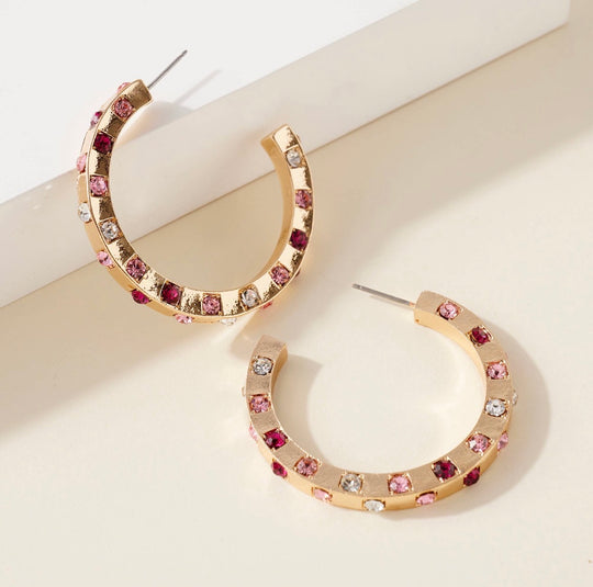 Paved Hoop Earrings - SurgeStyle Boutique